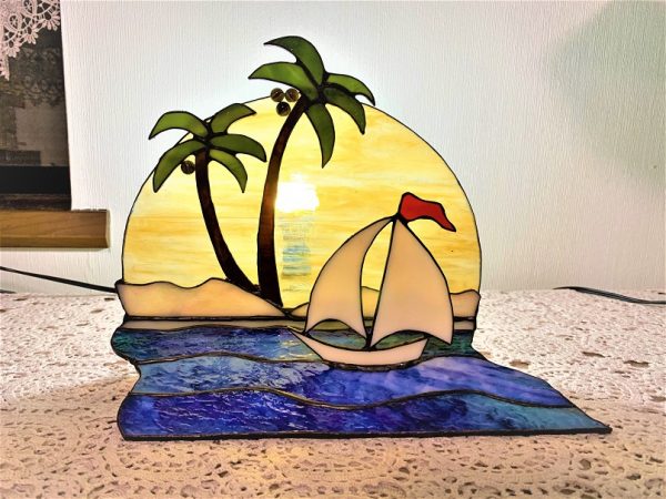 ステンドグラス ハワイの海辺パネル