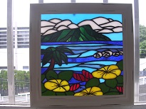 ハワイの風景 窓飾りパネル 東京のステンドグラス教室 ヴィトロー ミニヨン