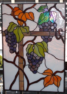 葡萄のステンドグラスパネル   東京趣味のステンドグラス