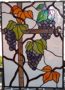 葡萄のステンドグラスパネル | 「東京」趣味のステンドグラス教室
